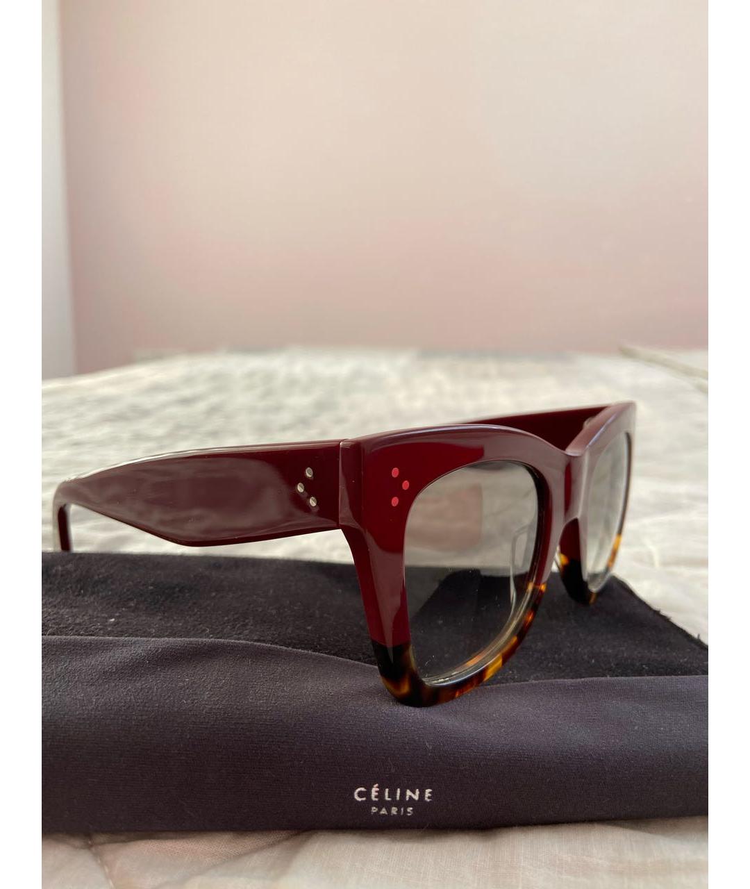 CELINE Бордовые пластиковые солнцезащитные очки, фото 2