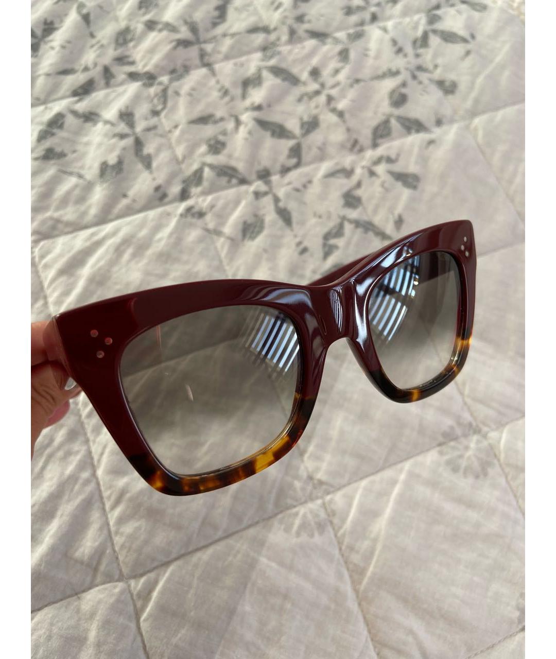 CELINE Бордовые пластиковые солнцезащитные очки, фото 4