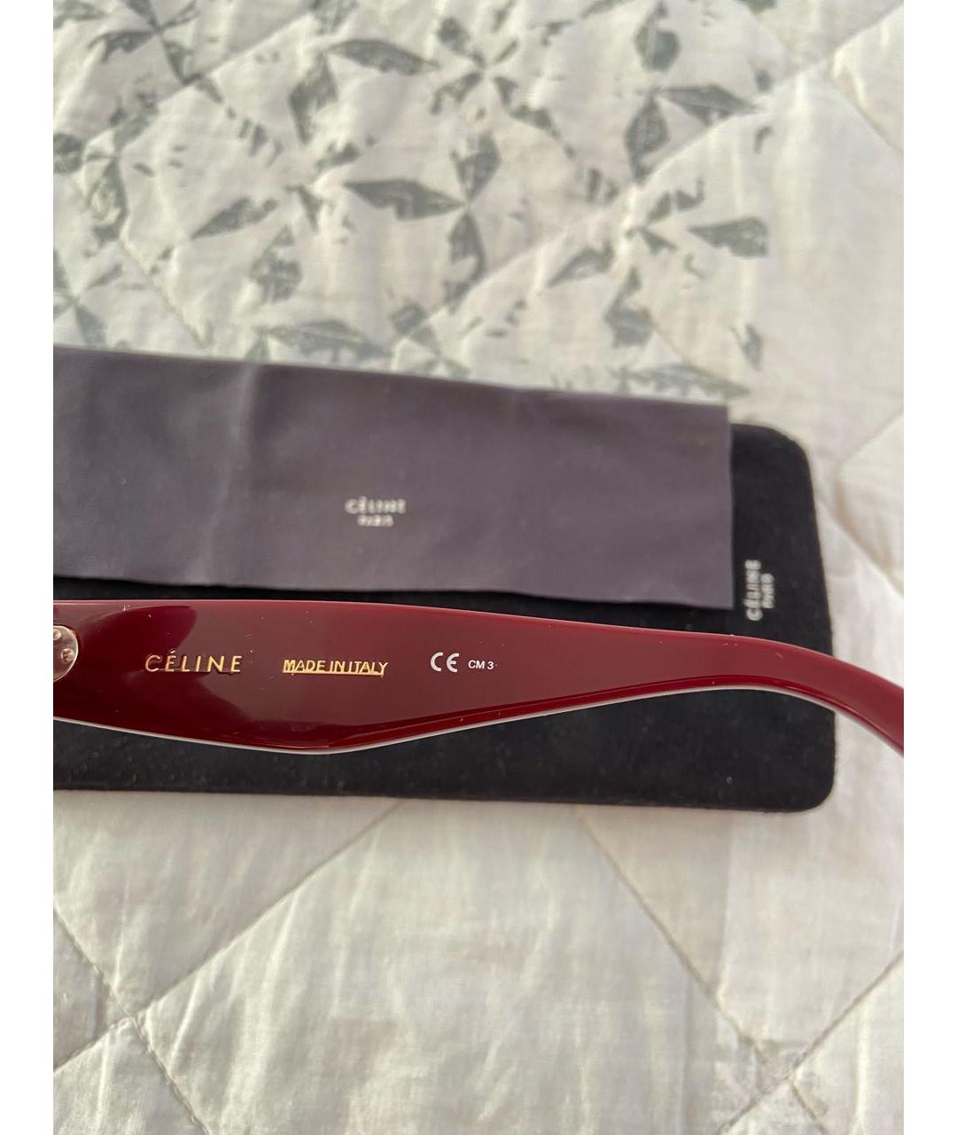 CELINE Бордовые пластиковые солнцезащитные очки, фото 3