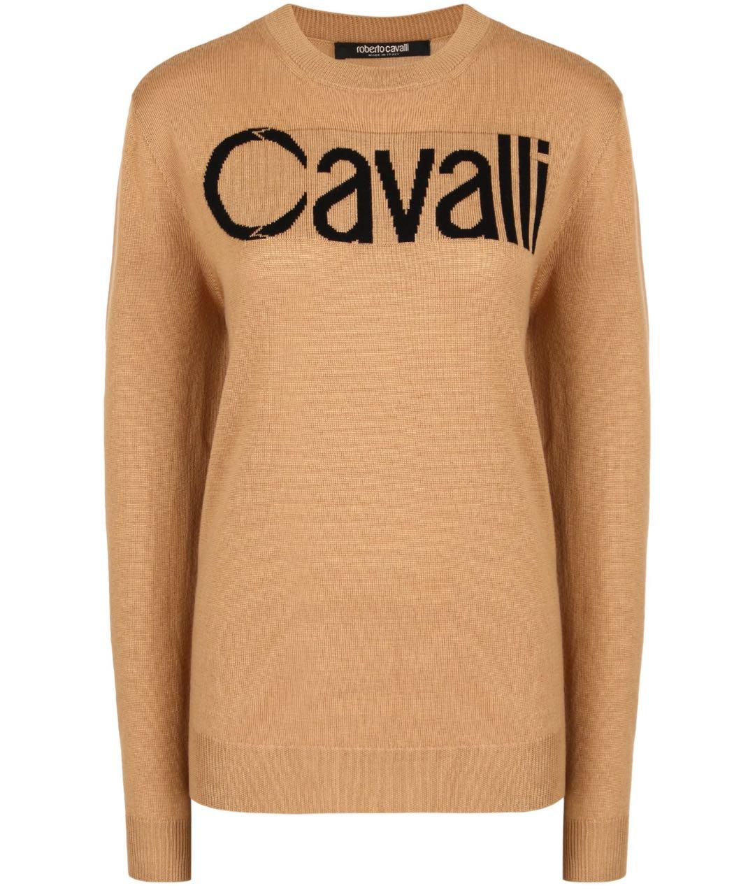 ROBERTO CAVALLI Коричневый шерстяной джемпер / свитер, фото 3