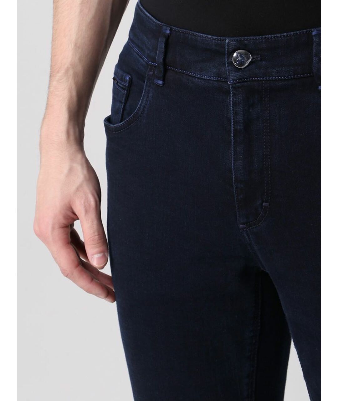 ZILLI Темно-синие хлопко-эластановые прямые джинсы, фото 5