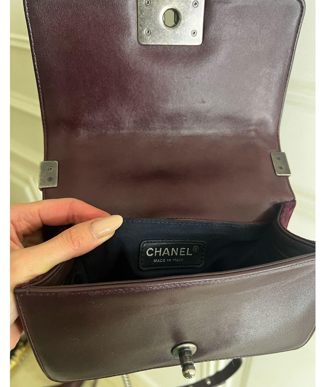CHANEL PRE-OWNED Бордовая тканевая сумка через плечо, фото 4