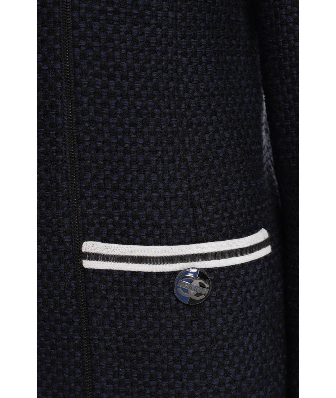 CHANEL PRE-OWNED Темно-синий твидовый жакет/пиджак, фото 2