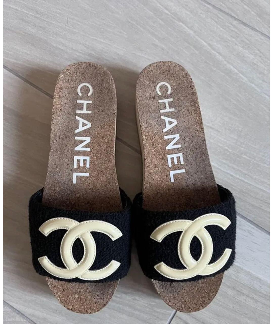 CHANEL PRE-OWNED Черные шлепанцы, фото 3