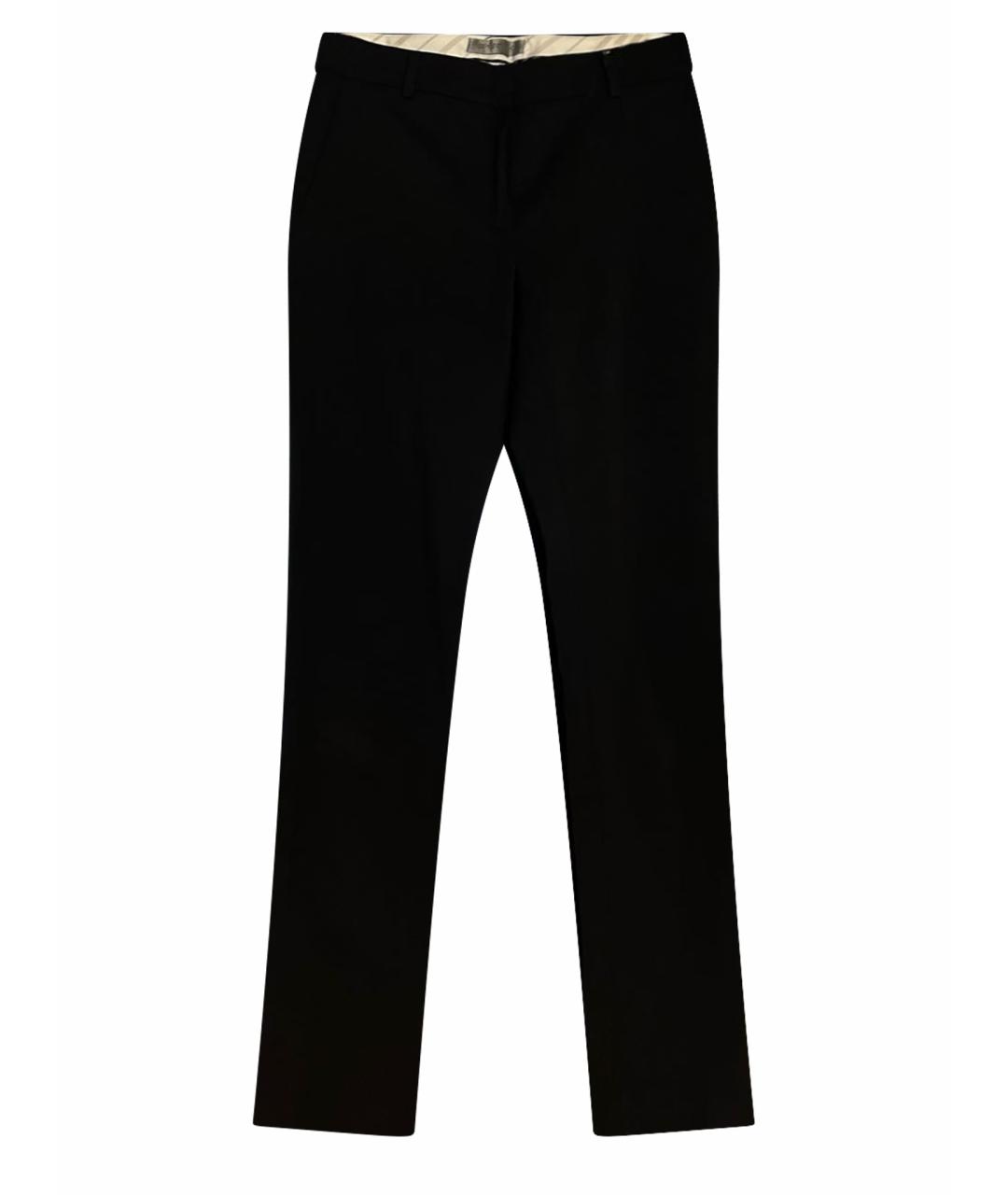 SPORTMAX Черные хлопко-эластановые прямые брюки, фото 1