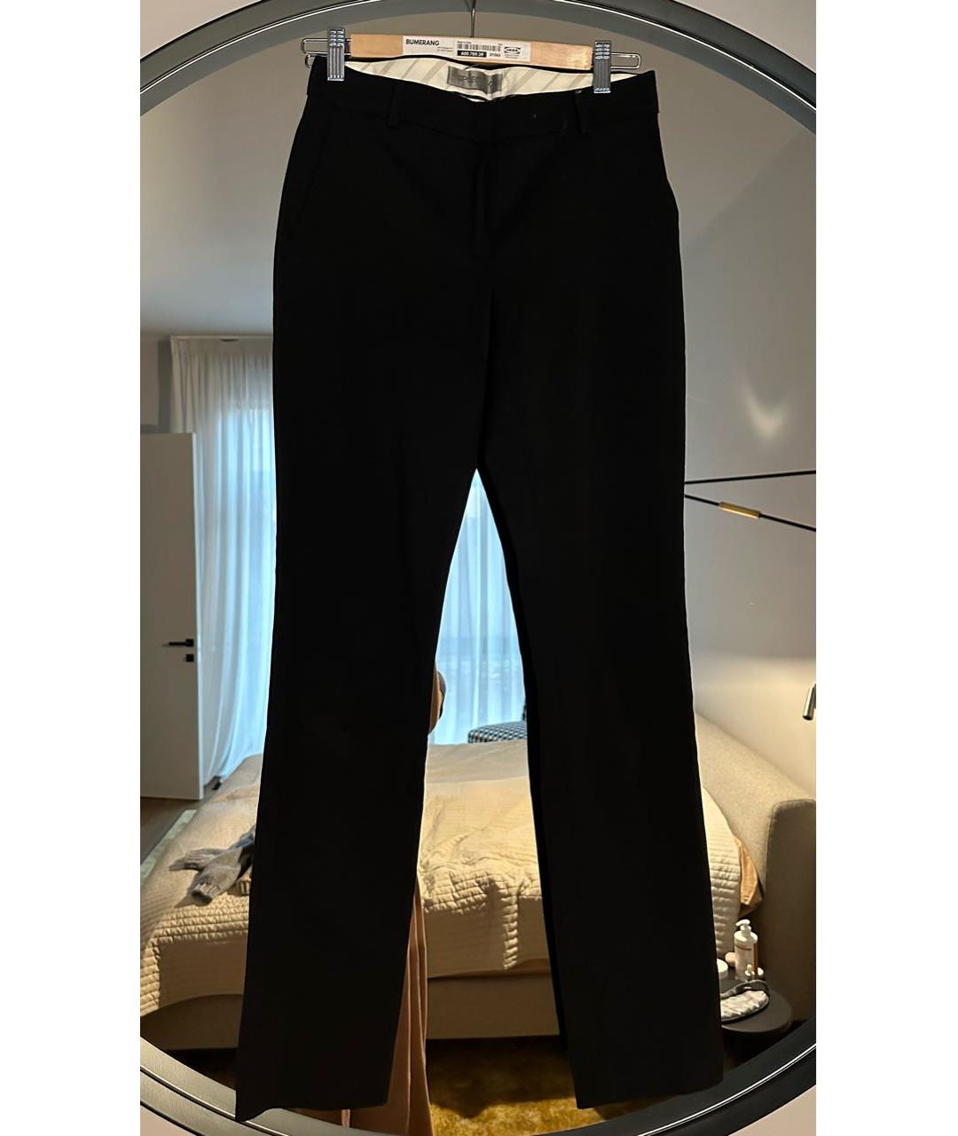SPORTMAX Черные хлопко-эластановые прямые брюки, фото 4