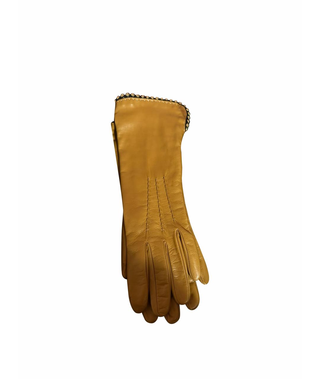 ERMANNO SCERVINO Коричневые кожаные перчатки, фото 1