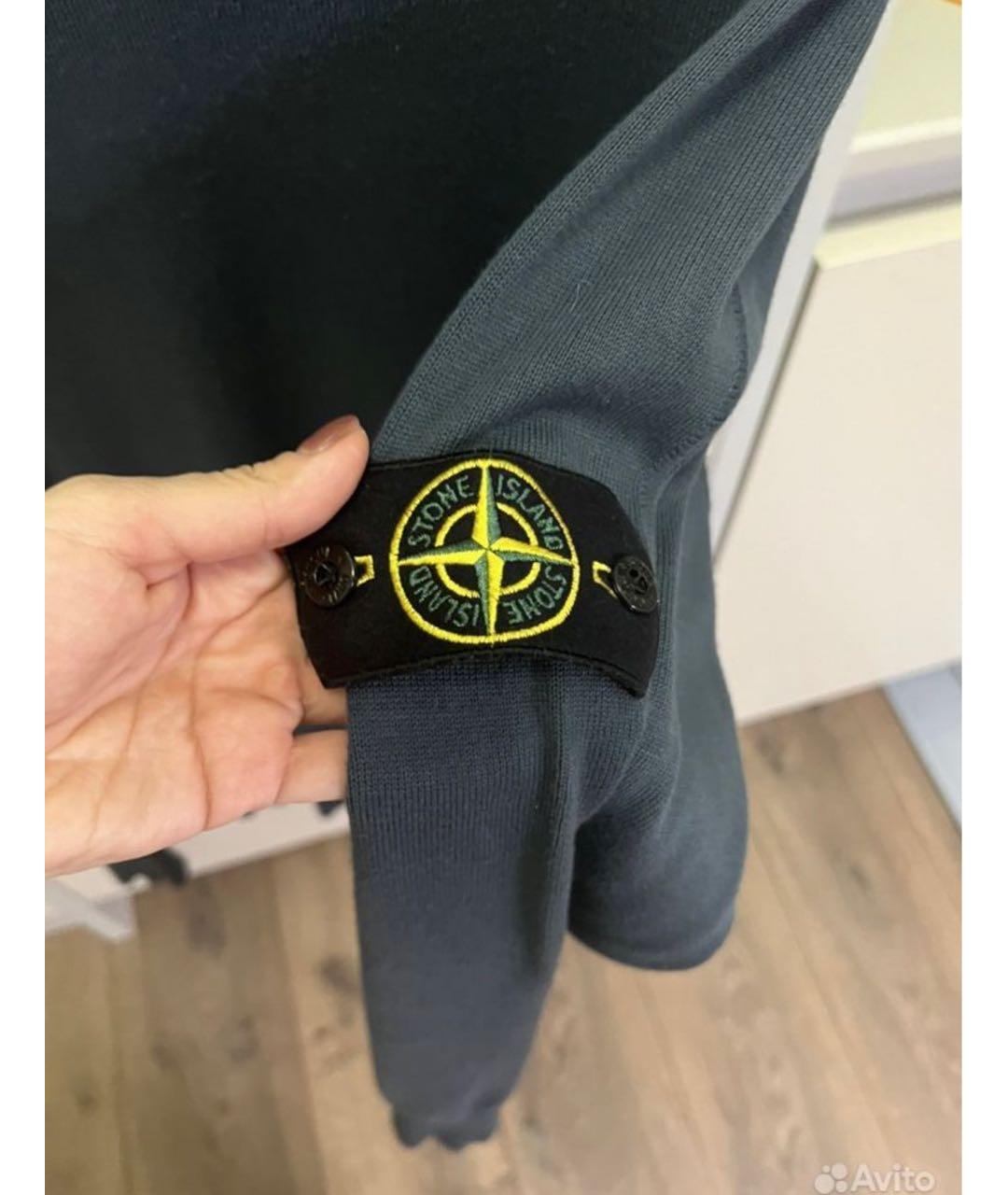 STONE ISLAND Антрацитовый хлопковый джемпер / свитер, фото 2