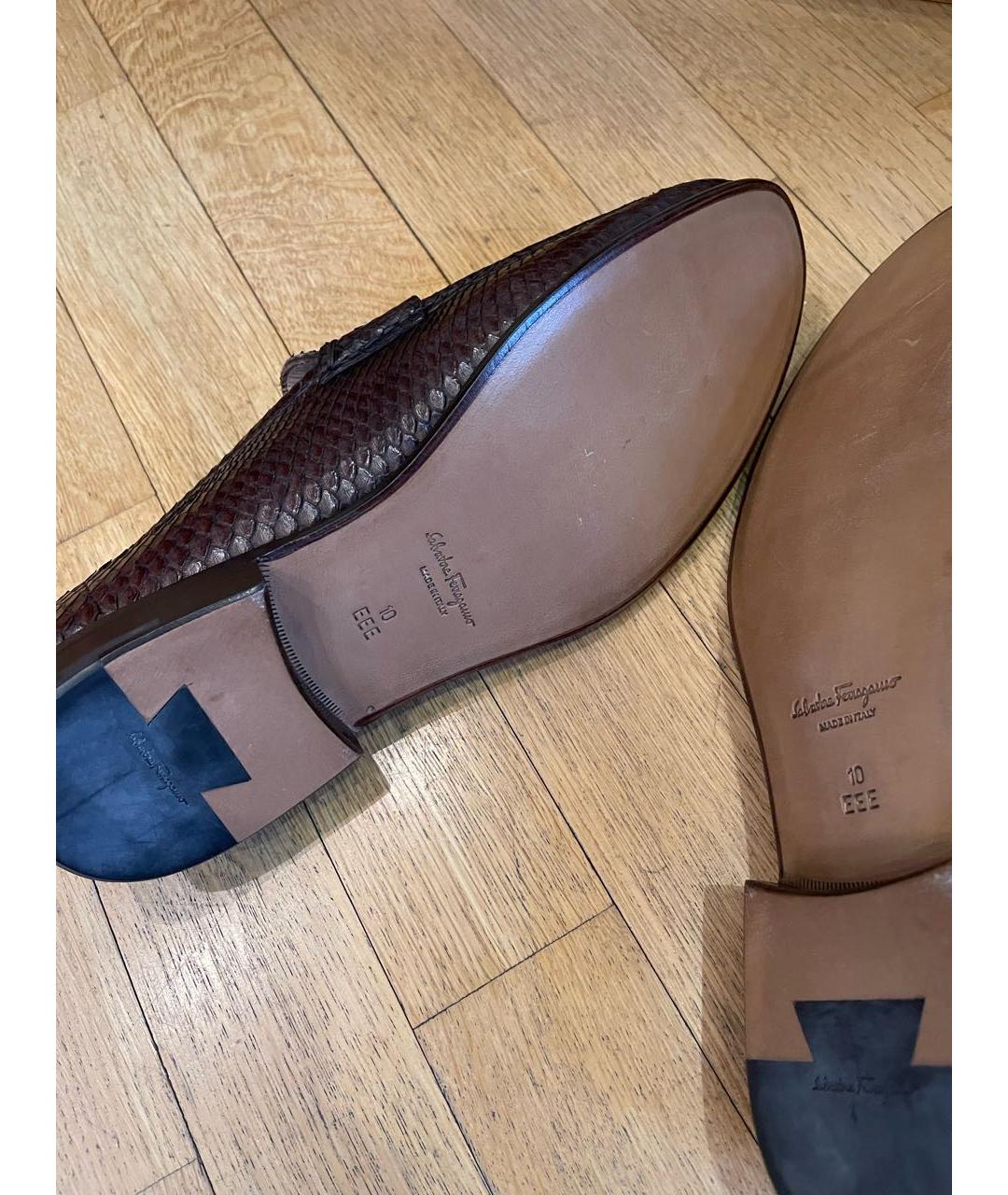 FERRAGAMO Коричневые кожаные мокасины, фото 6