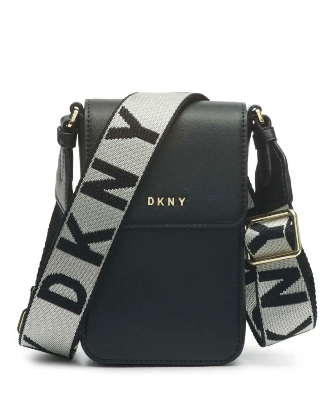 DKNY Черная кожаная сумка через плечо, фото 5