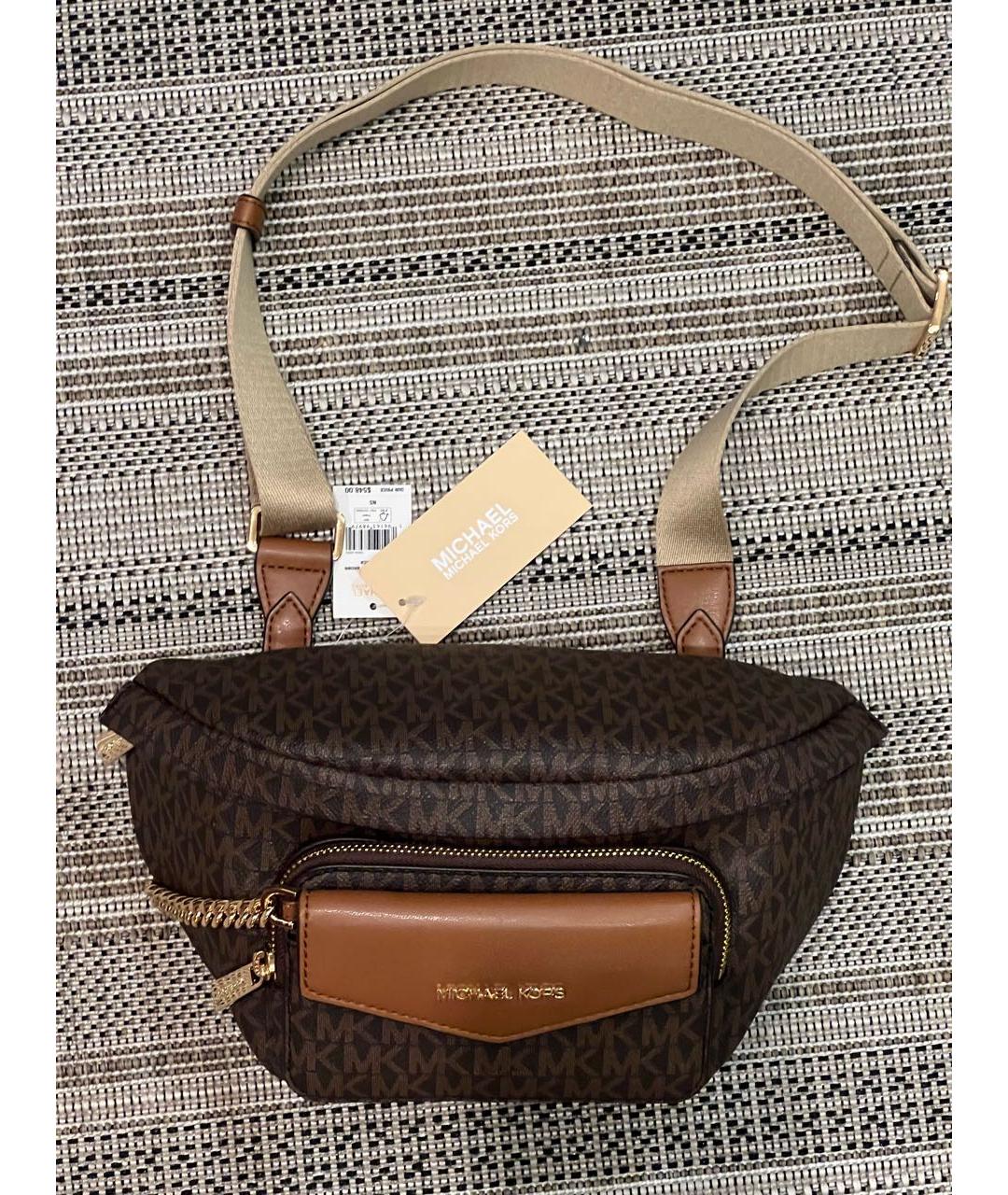 MICHAEL KORS Коричневая поясная сумка из искусственной кожи, фото 5