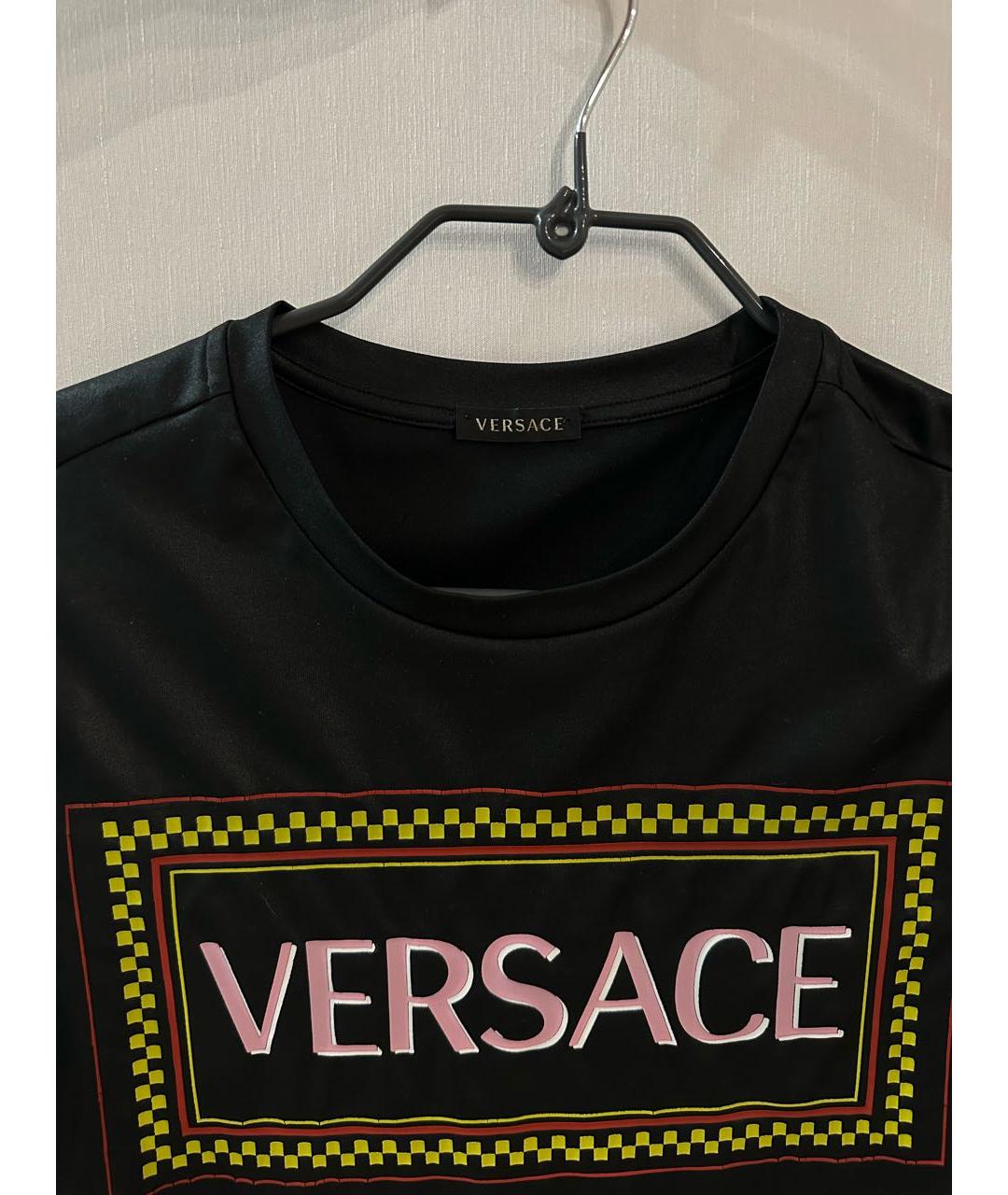 VERSACE Черная полиэстеровая футболка, фото 4