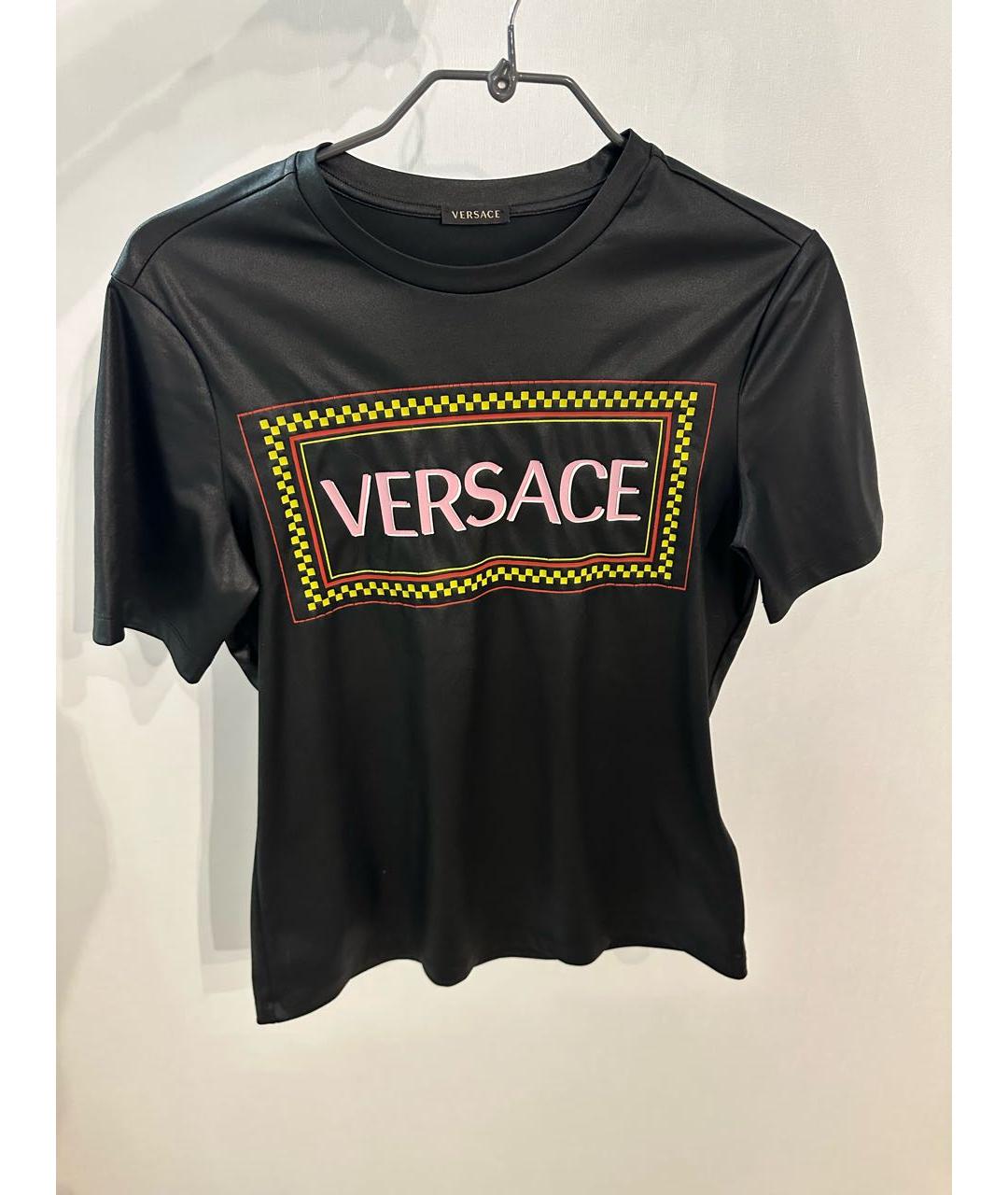 VERSACE Черная полиэстеровая футболка, фото 2