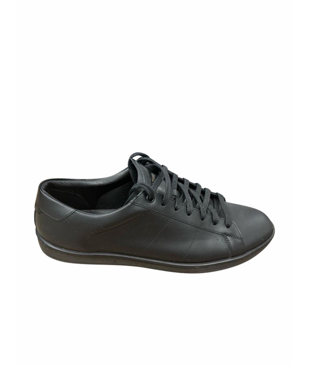 SAINT LAURENT Черные кожаные низкие кроссовки / кеды, фото 1