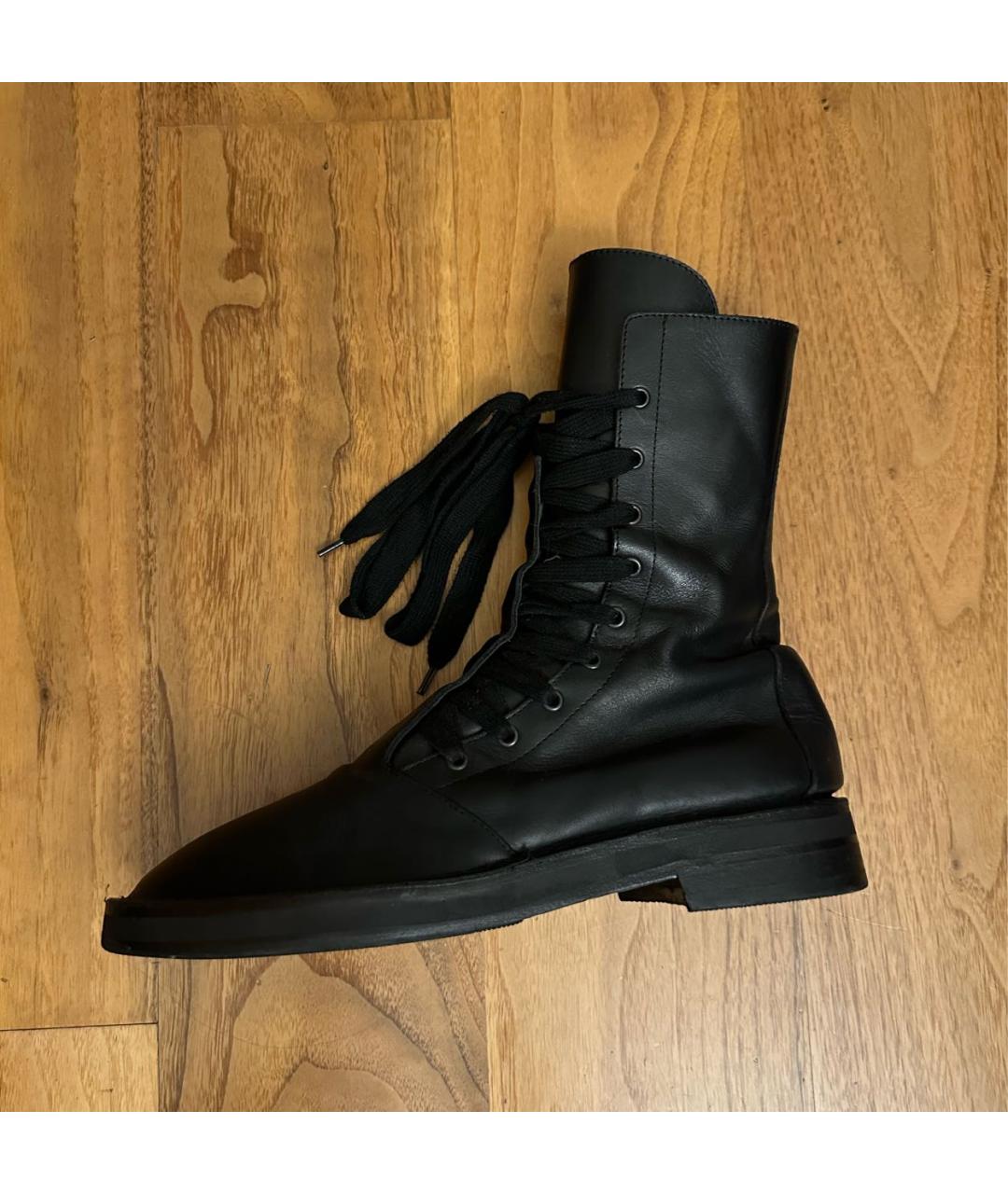 ANN DEMEULEMEESTER Черные кожаные ботинки, фото 9
