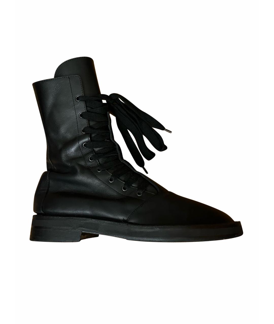 ANN DEMEULEMEESTER Черные кожаные ботинки, фото 1