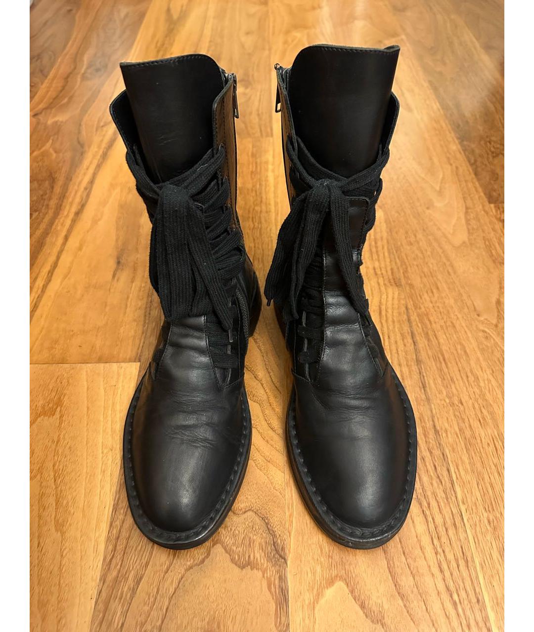 ANN DEMEULEMEESTER Черные кожаные ботинки, фото 2