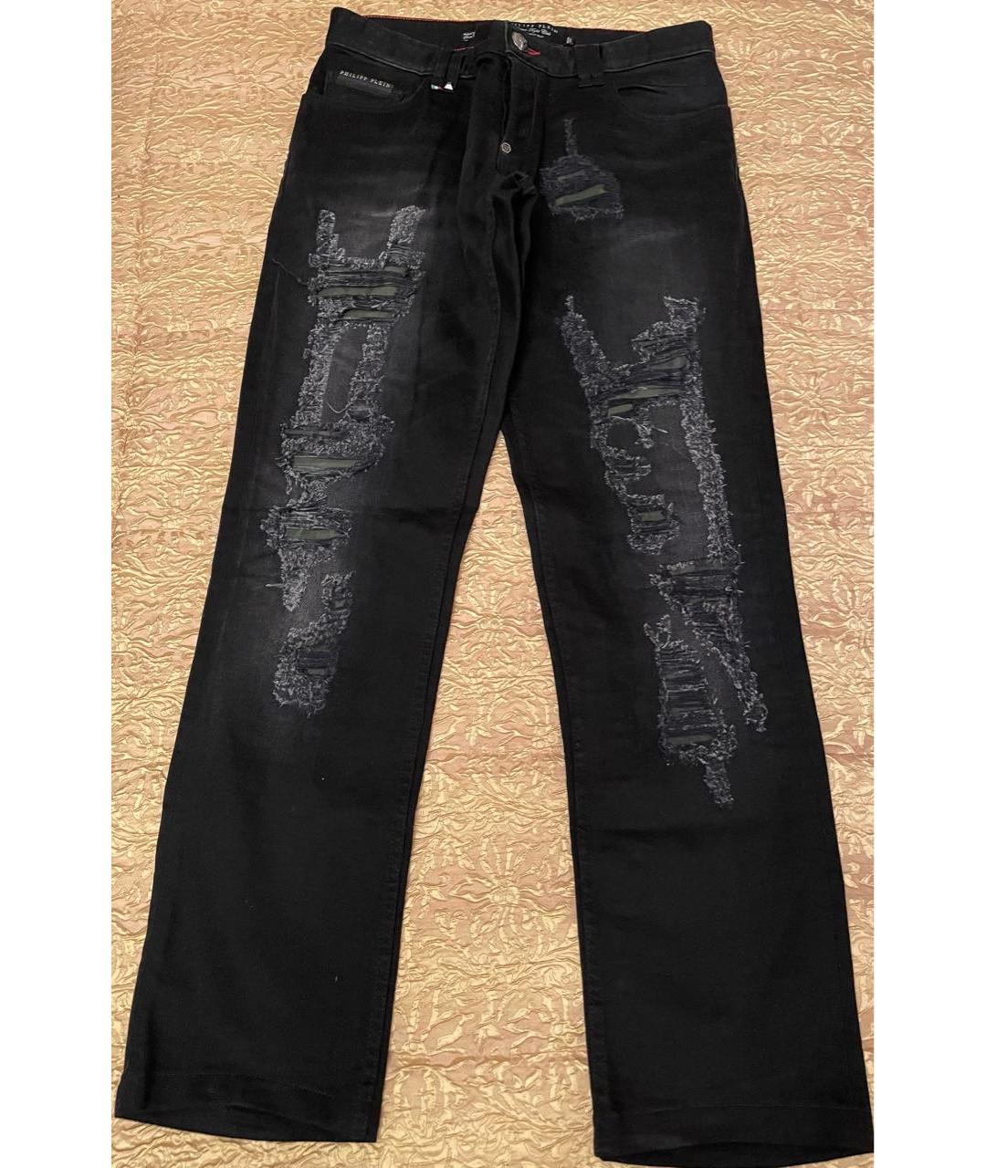 PHILIPP PLEIN Черные хлопковые прямые джинсы, фото 5