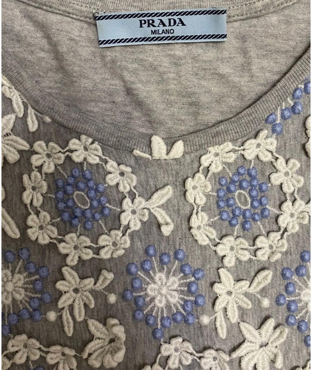 PRADA Серая хлопковая футболка, фото 5