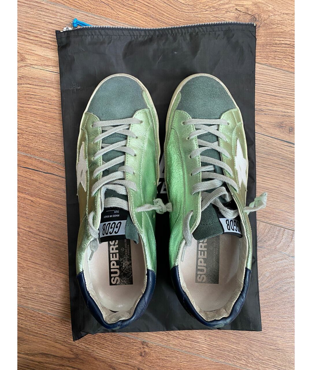 GOLDEN GOOSE DELUXE BRAND Зеленые кожаные кроссовки, фото 3