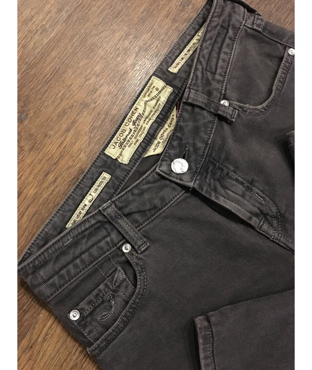 JACOB COHEN Хаки хлопко-эластановые джинсы слим, фото 3