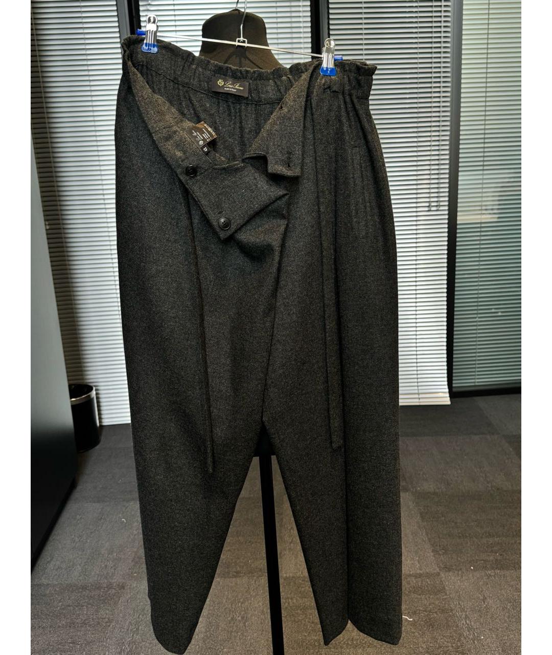 LORO PIANA Антрацитовые кашемировые брюки широкие, фото 2