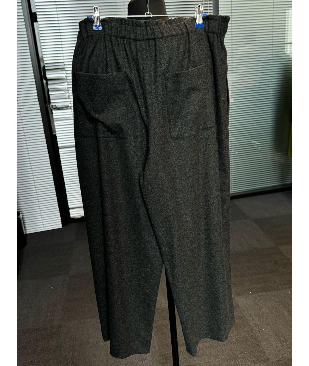 LORO PIANA Антрацитовые кашемировые брюки широкие, фото 4