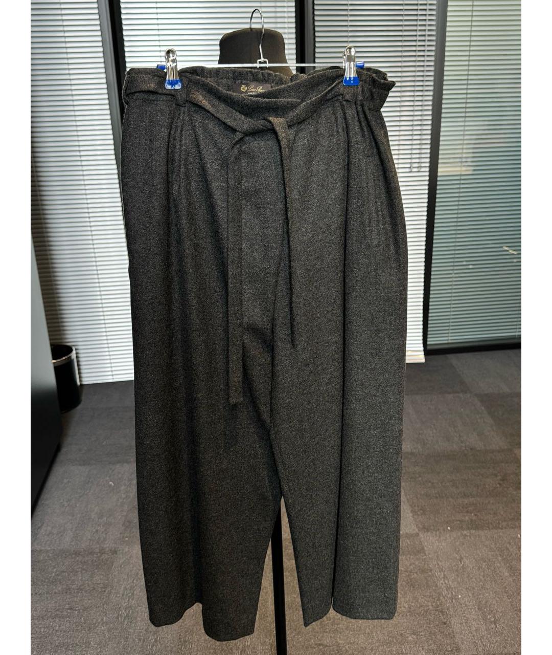 LORO PIANA Антрацитовые кашемировые брюки широкие, фото 3