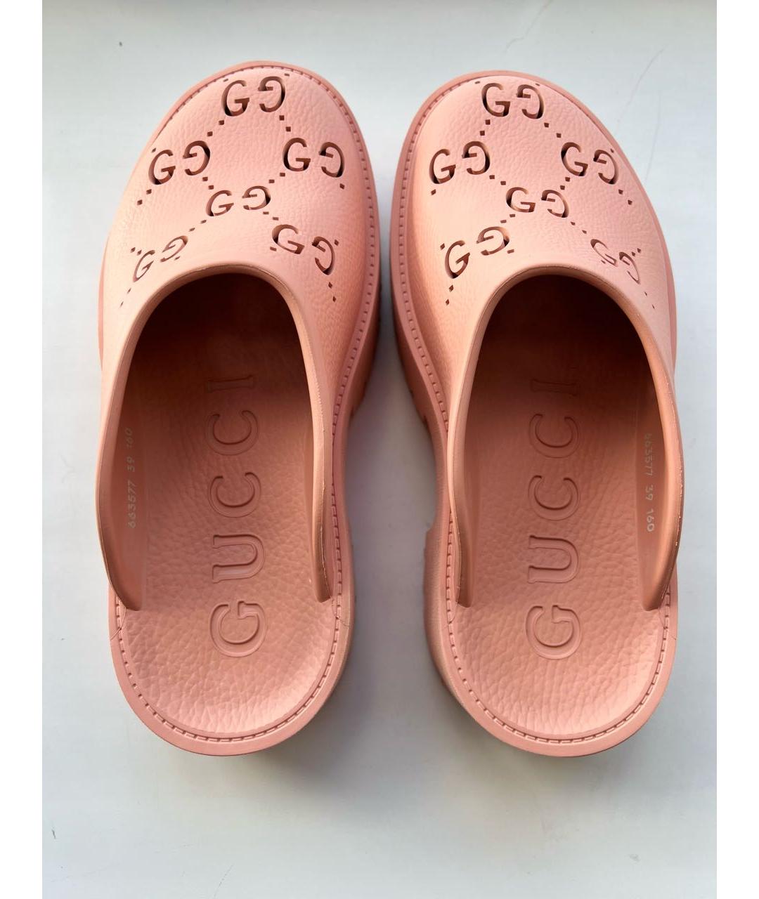 GUCCI Коралловые резиновые мюли, фото 4