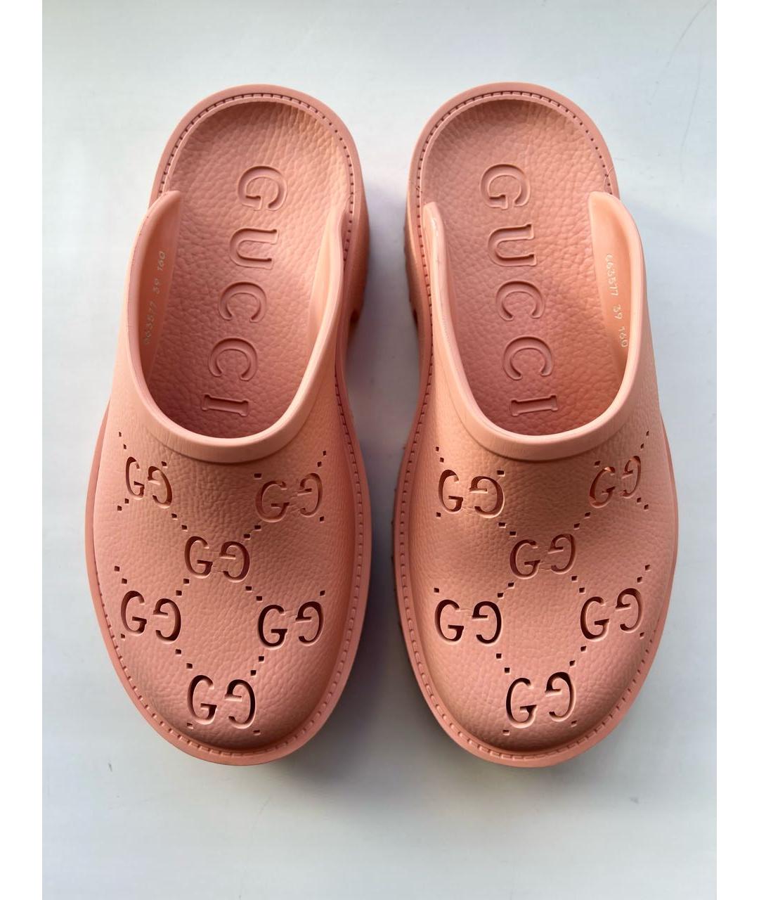 GUCCI Коралловые резиновые мюли, фото 3