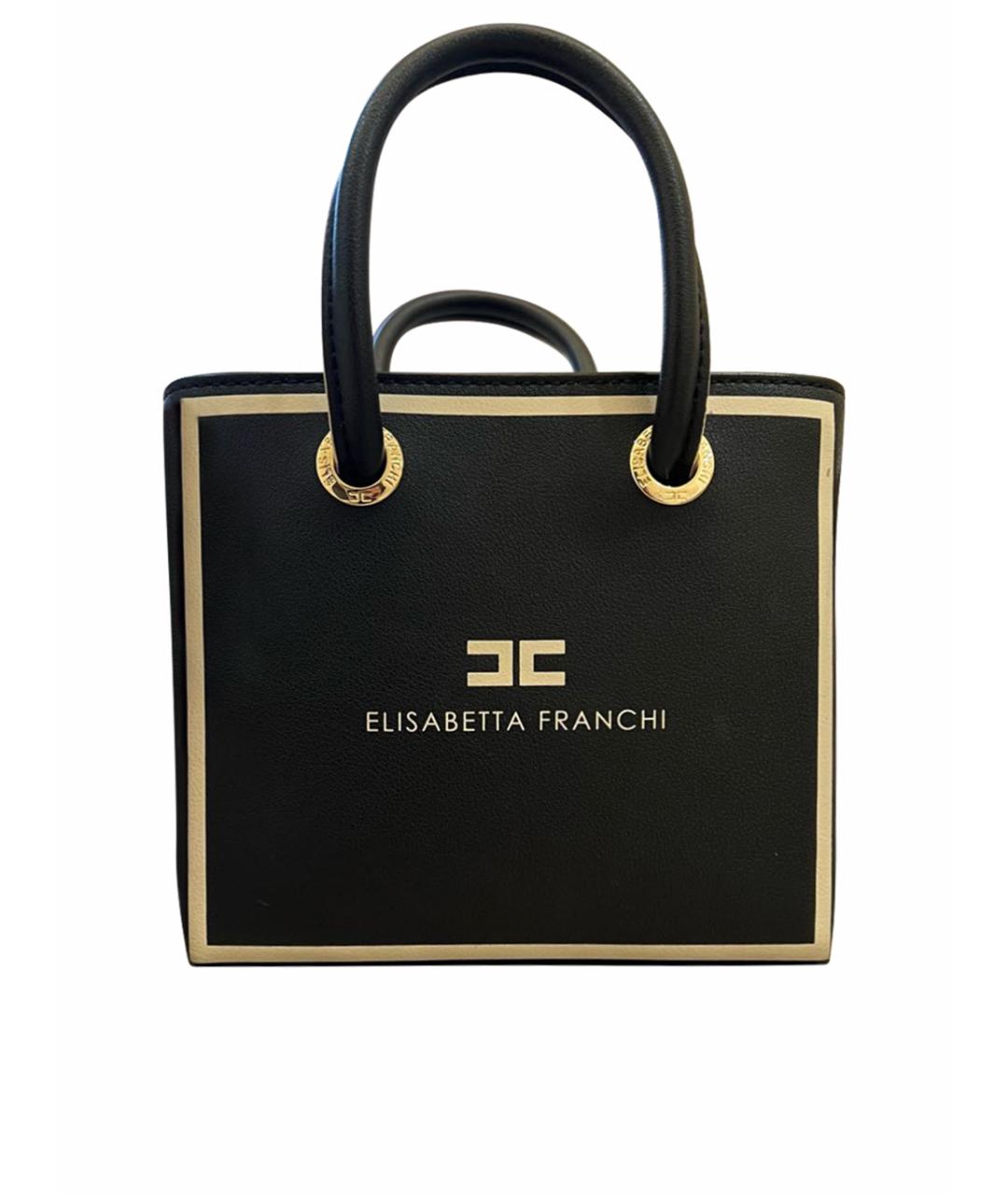 ELISABETTA FRANCHI Черная кожаная сумка с короткими ручками, фото 1