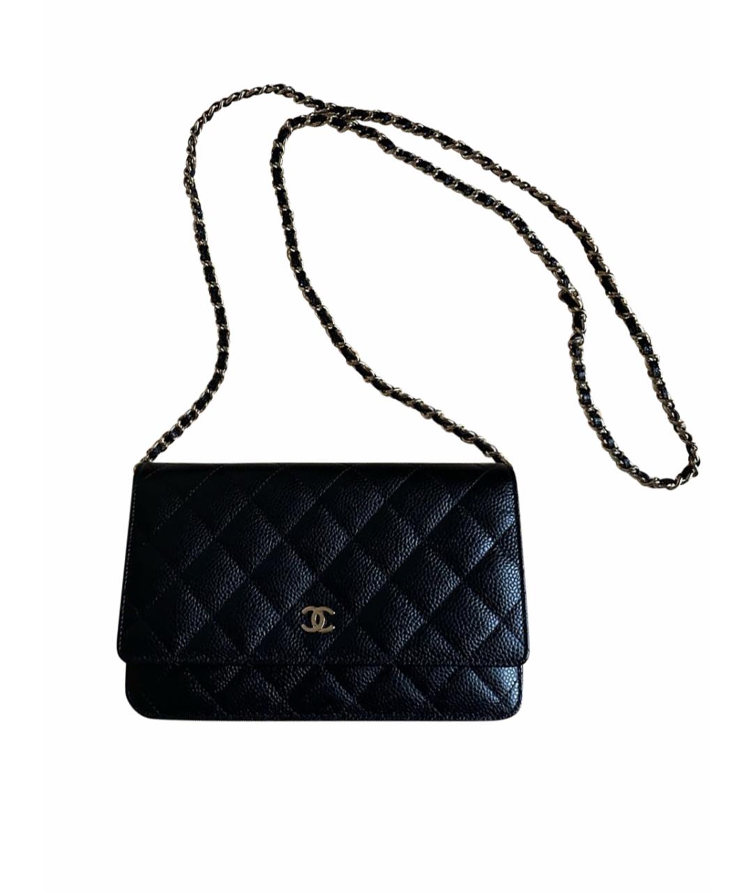 CHANEL PRE-OWNED Черная кожаная сумка через плечо, фото 1