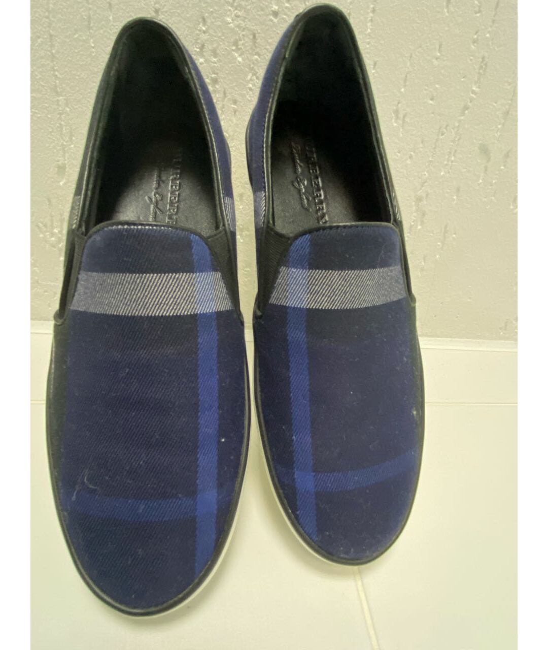 BURBERRY Темно-синие текстильные слипоны, фото 3