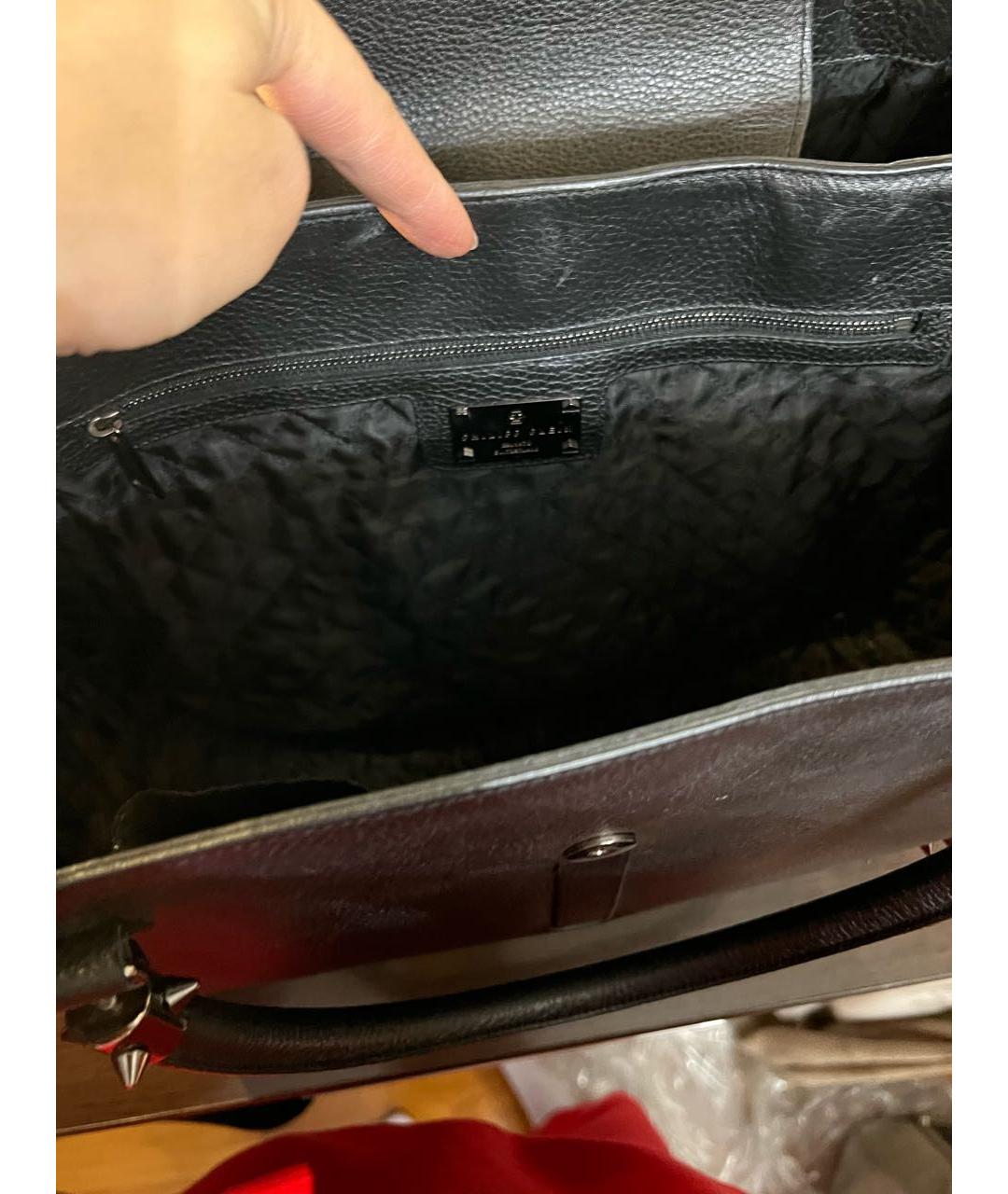 PHILIPP PLEIN Черная кожаная сумка тоут, фото 4