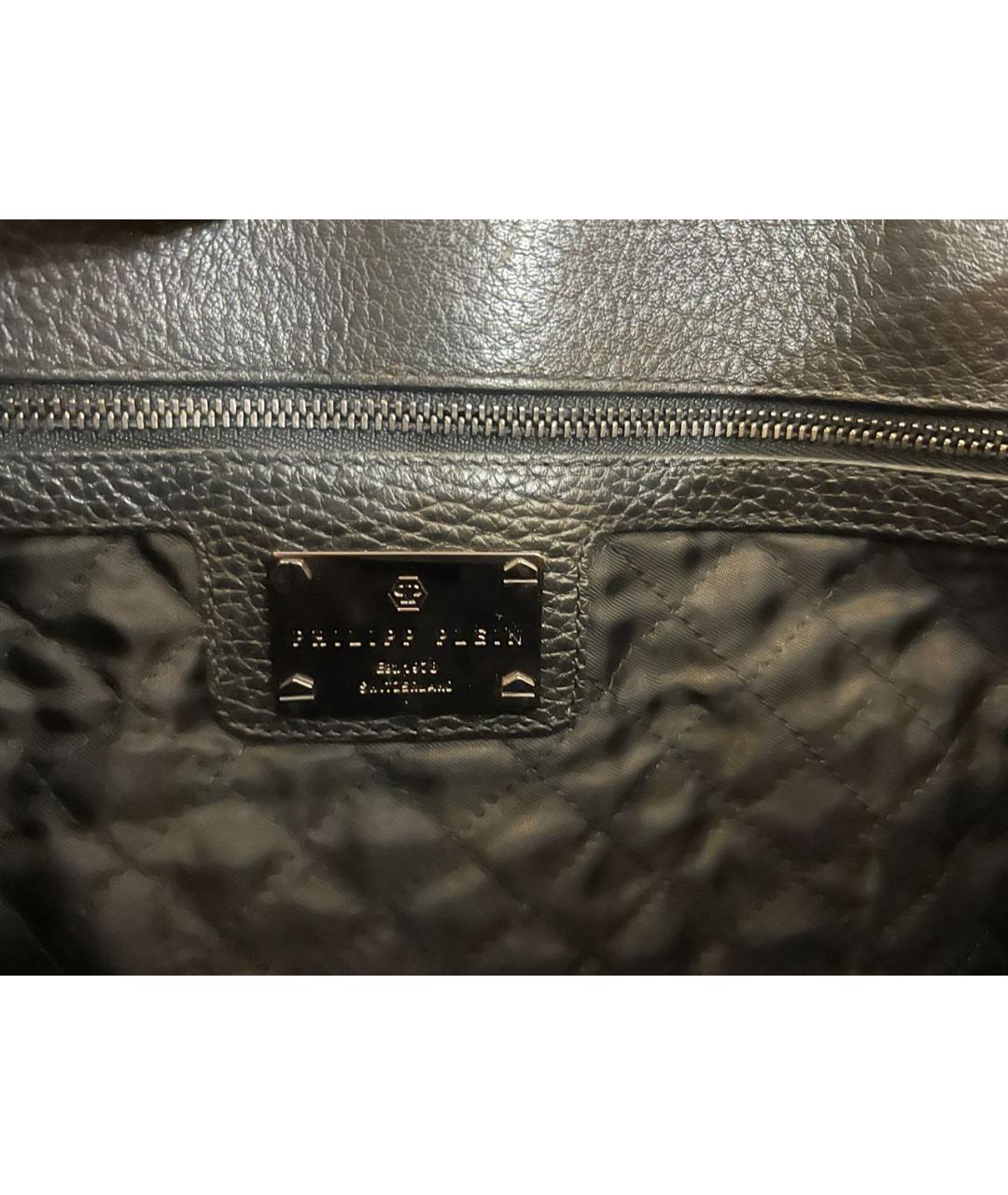 PHILIPP PLEIN Черная кожаная сумка тоут, фото 5