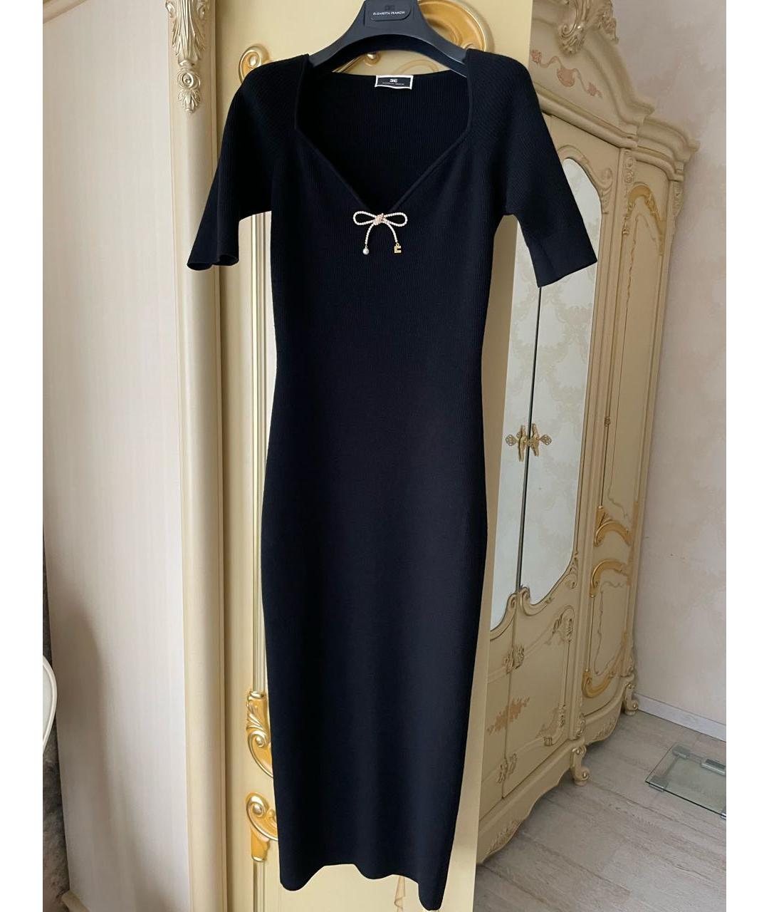 ELISABETTA FRANCHI Черное шерстяное платье, фото 6