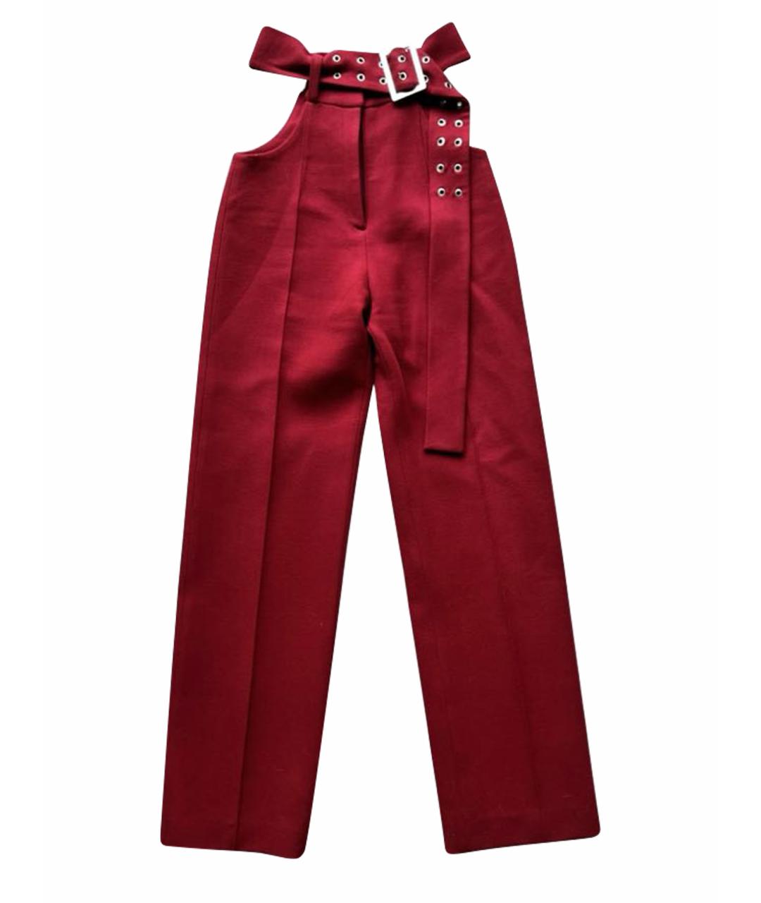 MATÉRIEL Бордовые шерстяные прямые брюки, фото 1
