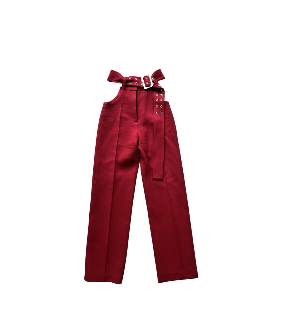 MATÉRIEL Бордовые шерстяные прямые брюки, фото 5