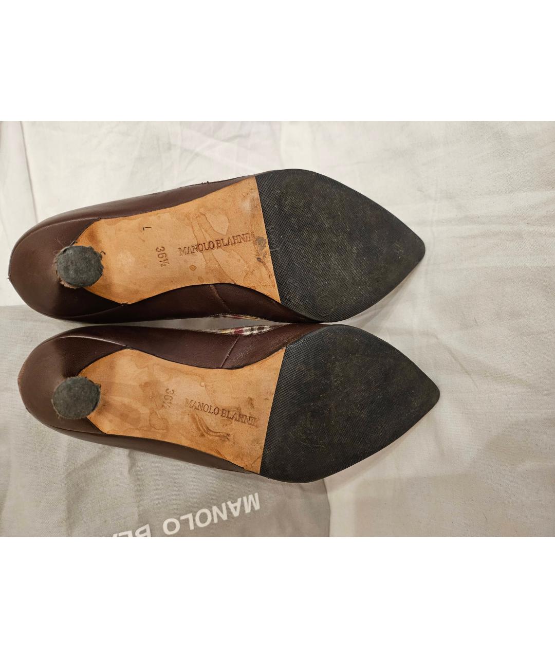 MANOLO BLAHNIK Коричневые кожаные туфли, фото 6