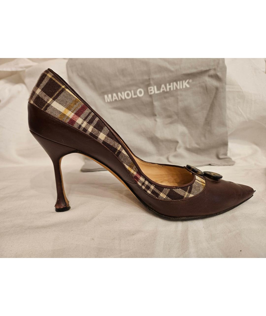 MANOLO BLAHNIK Коричневые кожаные туфли, фото 7