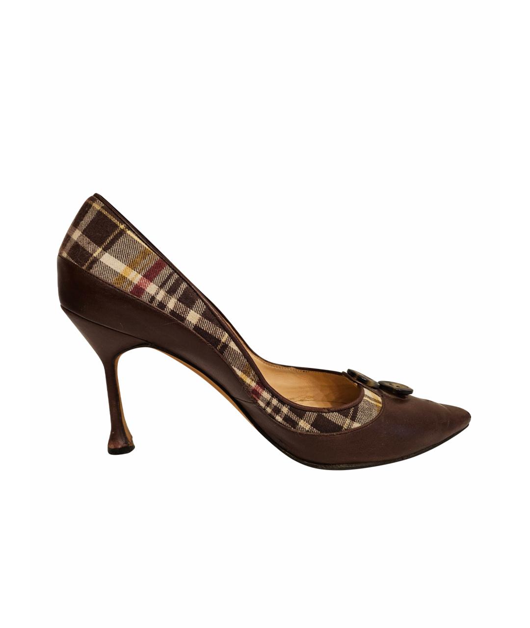 MANOLO BLAHNIK Коричневые кожаные туфли, фото 1