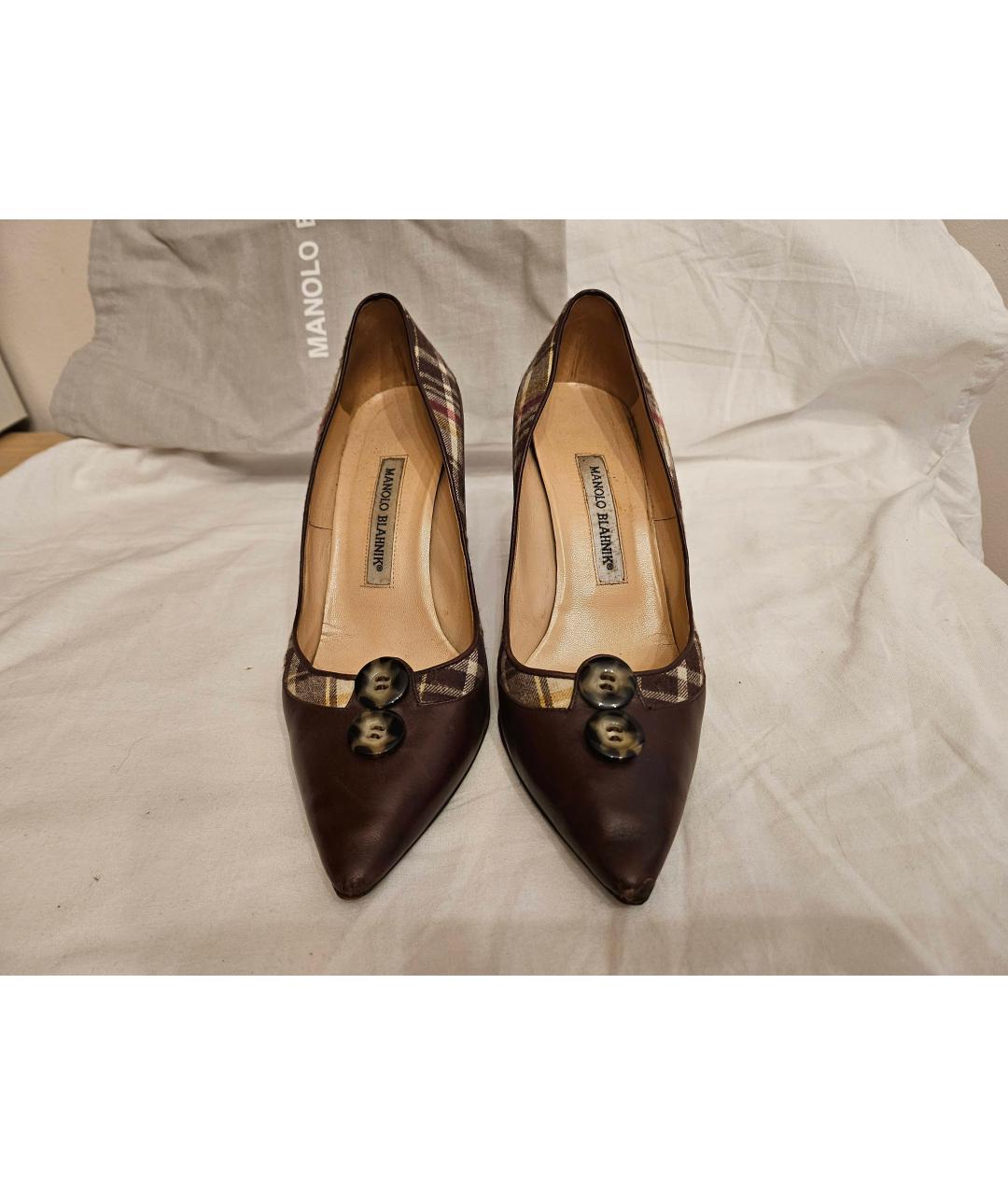 MANOLO BLAHNIK Коричневые кожаные туфли, фото 2