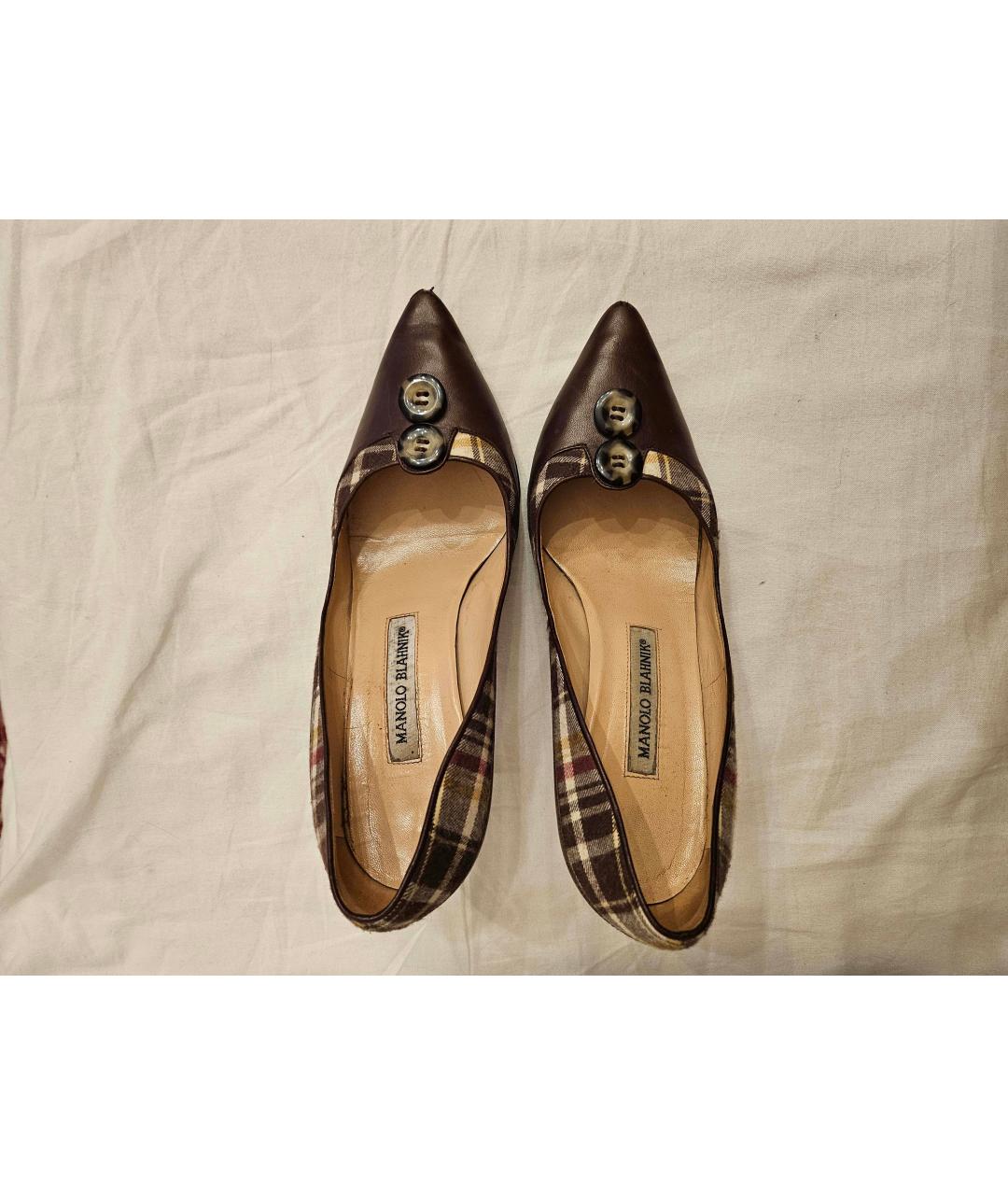 MANOLO BLAHNIK Коричневые кожаные туфли, фото 3