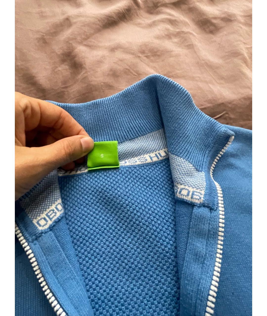 HUGO BOSS Голубой хлопко-эластановый джемпер / свитер, фото 6