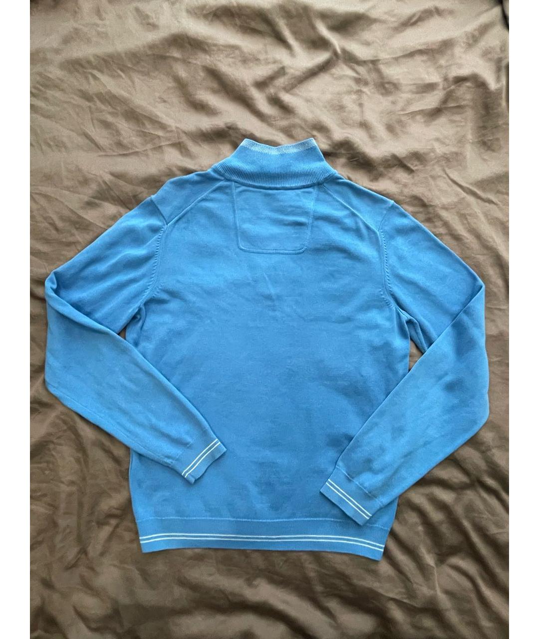 HUGO BOSS Голубой хлопко-эластановый джемпер / свитер, фото 2