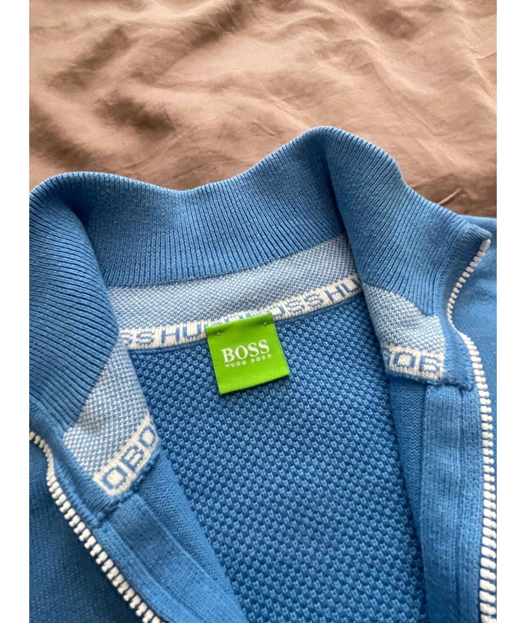 HUGO BOSS Голубой хлопко-эластановый джемпер / свитер, фото 5