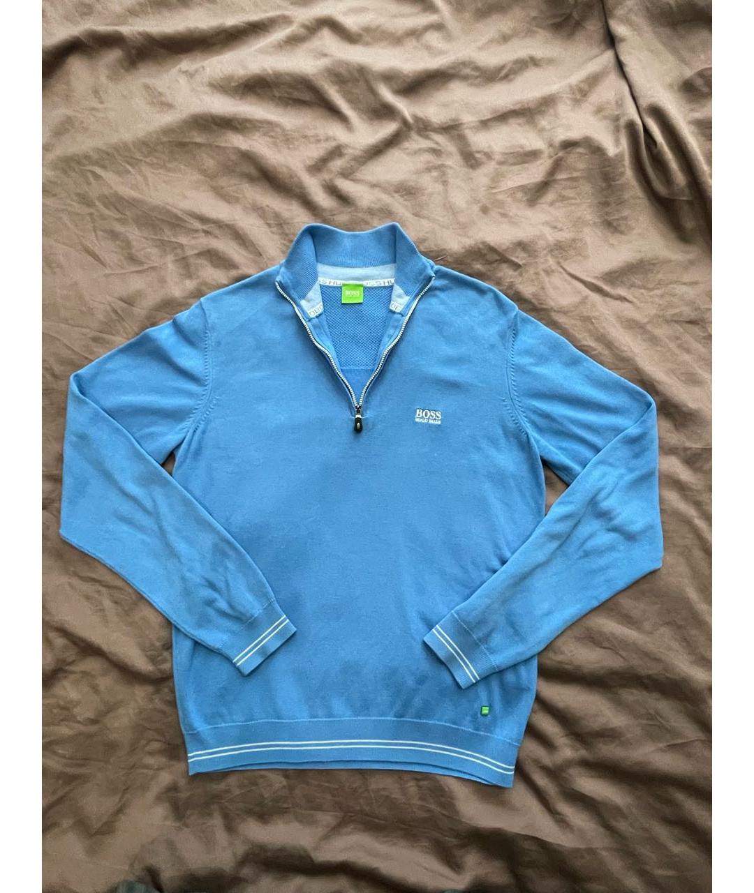 HUGO BOSS Голубой хлопко-эластановый джемпер / свитер, фото 9