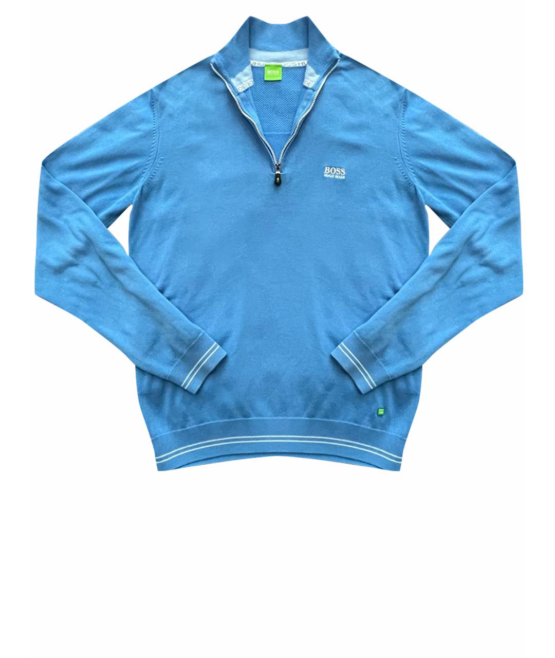 HUGO BOSS Голубой хлопко-эластановый джемпер / свитер, фото 1