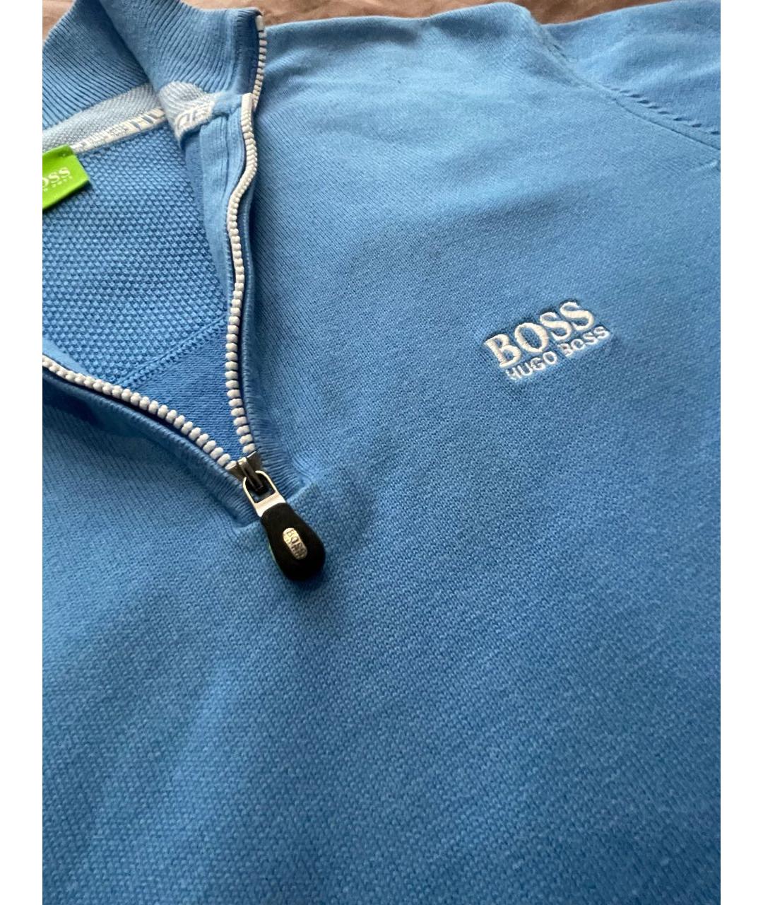 HUGO BOSS Голубой хлопко-эластановый джемпер / свитер, фото 4