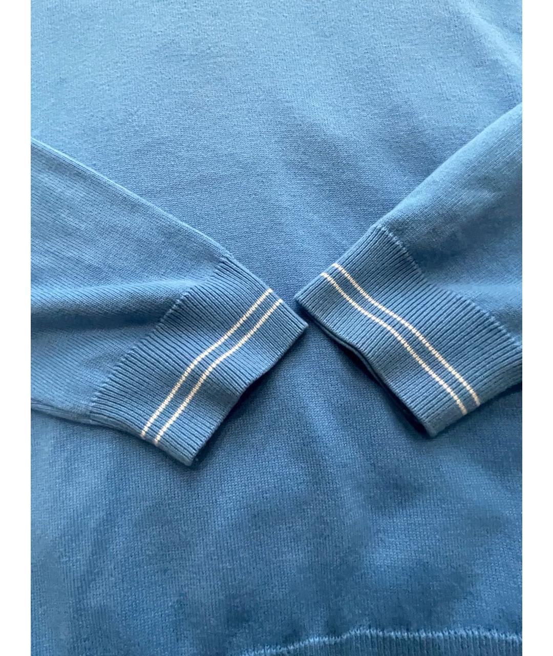 HUGO BOSS Голубой хлопко-эластановый джемпер / свитер, фото 3